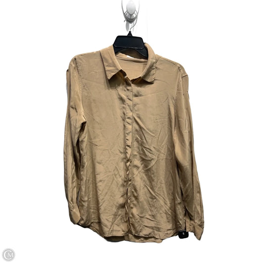 Top Long Sleeve By Equipment In Tan, Size: L