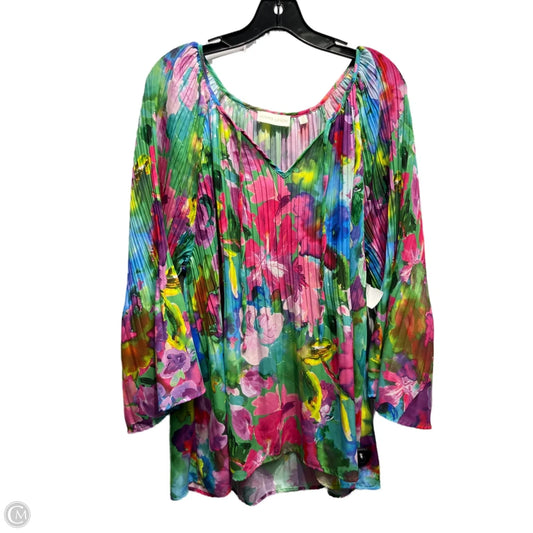 Top Long Sleeve By Sunny Leigh In Green & Pink, Size: 1x
