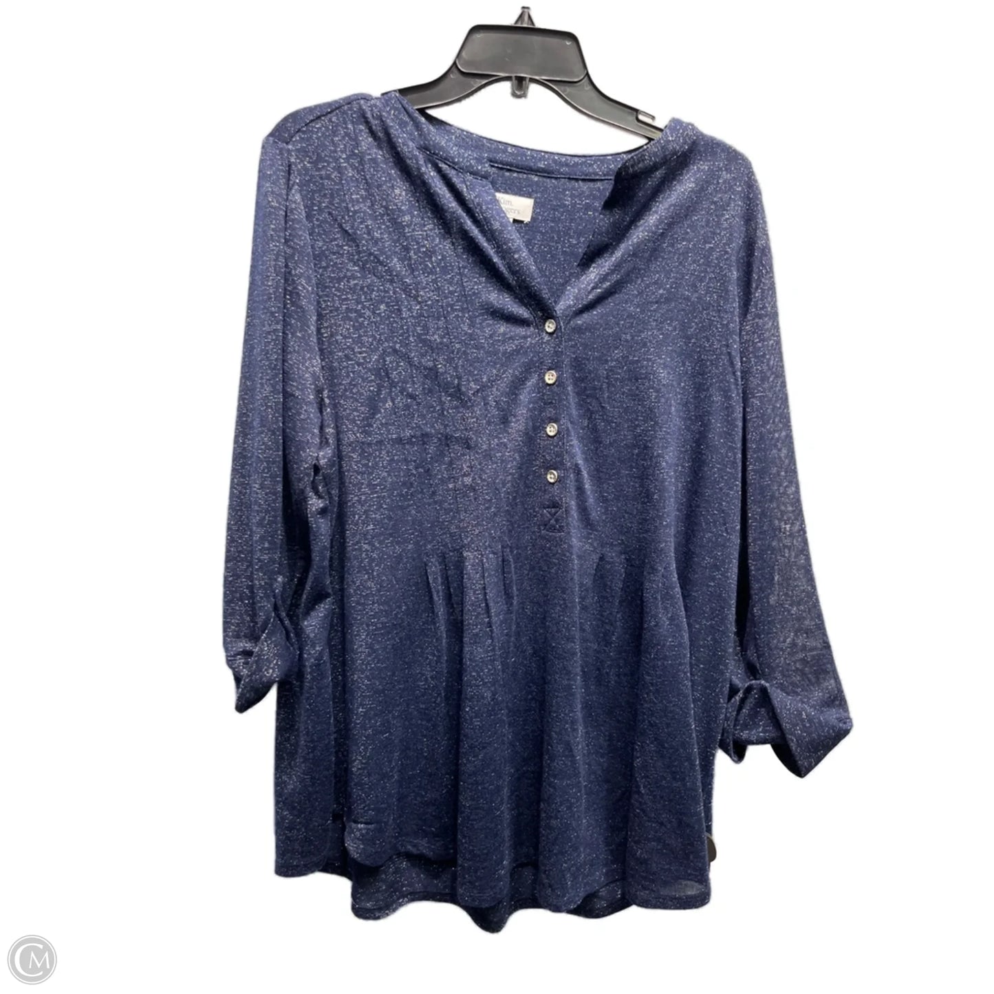 Top Long Sleeve By Kim Rogers In Blue, Size: 1x