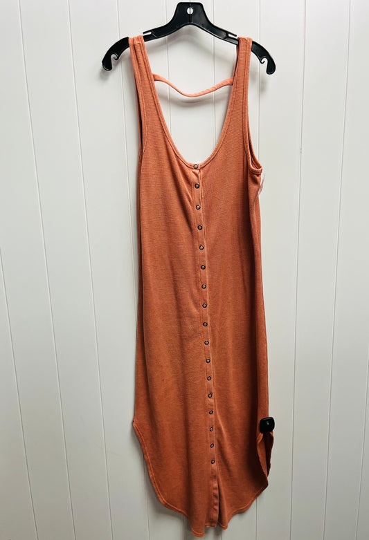 Orange Dress Casual Midi Daily Practice By Anthropologie, Size S