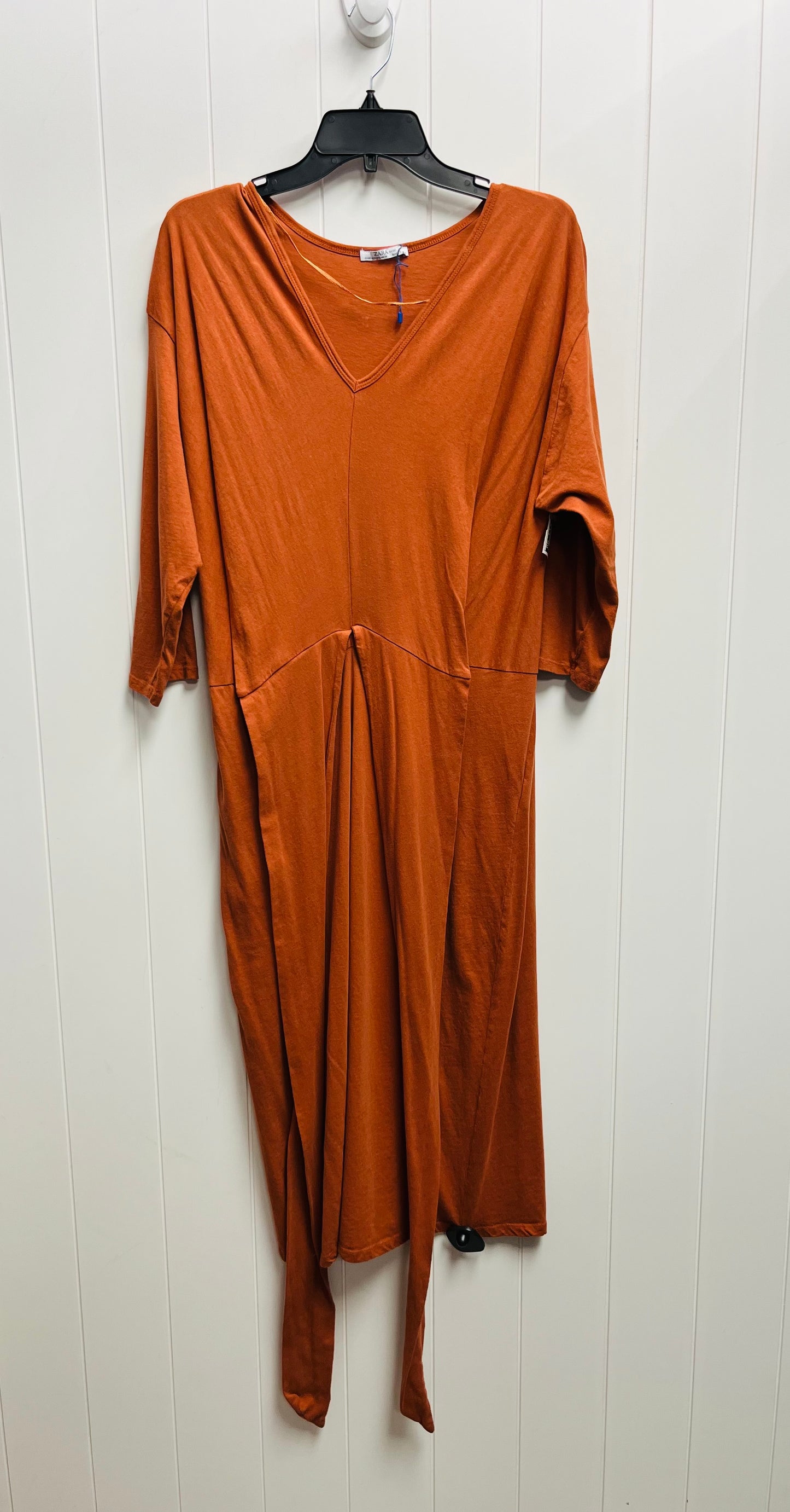 Dress Casual Midi By Zara Basic In Orange, Size: S