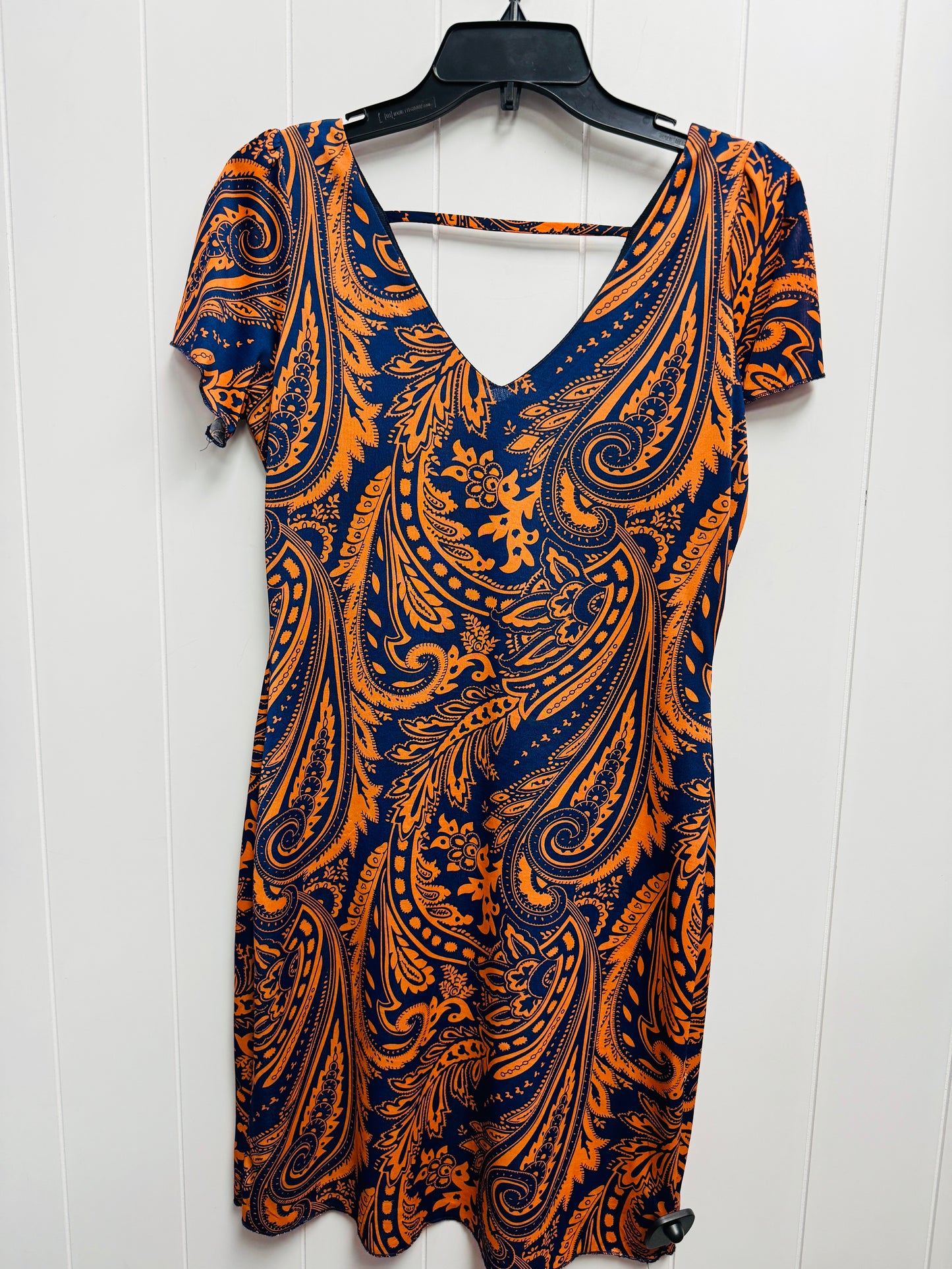 Dress Casual Short By Nicola In Blue & Orange, Size: S