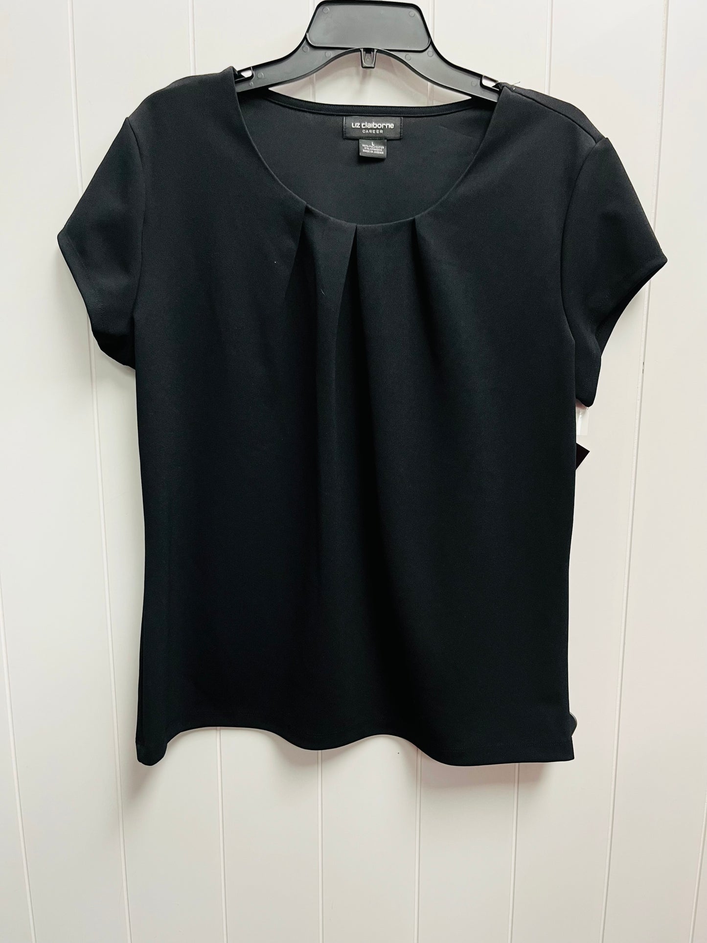 Top Short Sleeve By Liz Claiborne In Black, Size: L