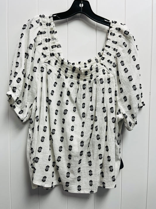 Top Short Sleeve By Loft In Black & White, Size: Xxl