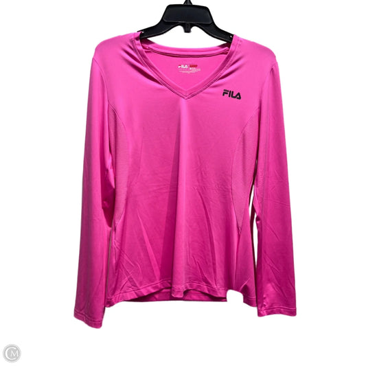 Athletic Top Long Sleeve Crewneck By Fila In Pink, Size: M