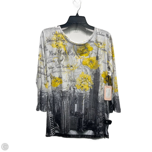 Top Long Sleeve By Allison Daley In Black & Yellow, Size: L