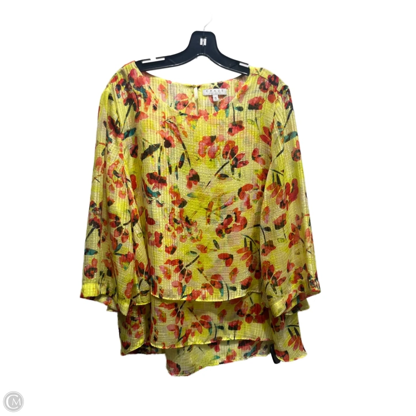 Top Long Sleeve By Chaus In Red & Yellow, Size: Xl