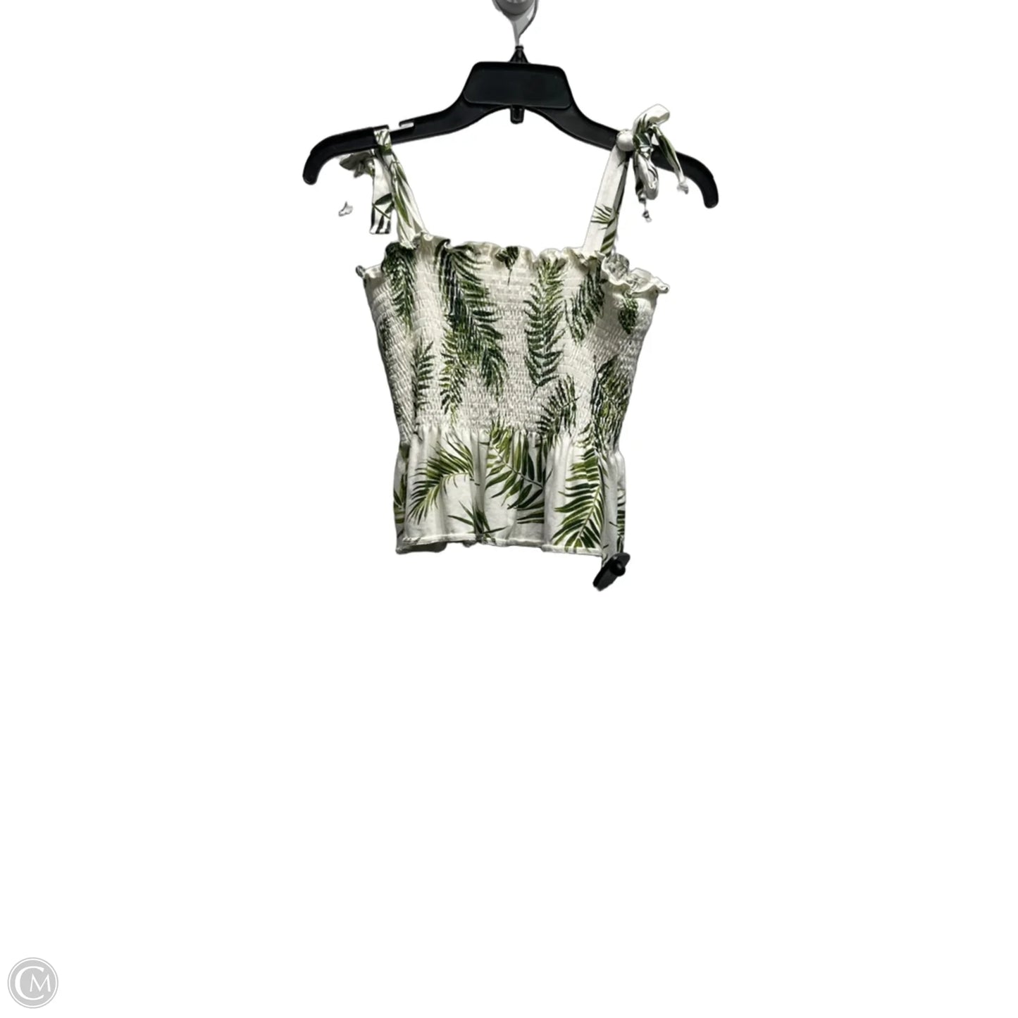 Top Sleeveless By H&m In Green & White, Size: S