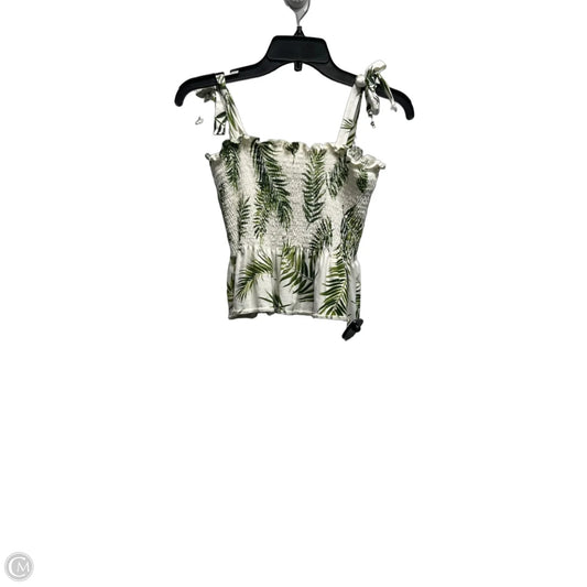 Top Sleeveless By H&m In Green & White, Size: S