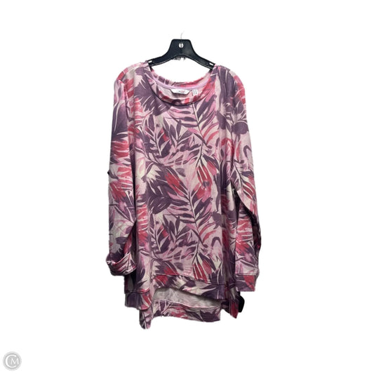 Top Long Sleeve By Denim And Company In Pink & Purple, Size: 1x