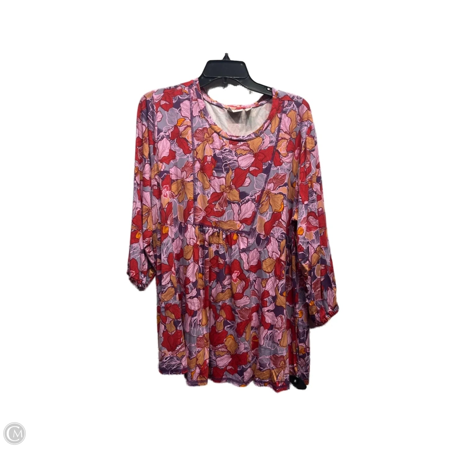 Top Short Sleeve By Logo In Orange & Purple, Size: 1x