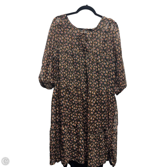 Dress Casual Short By Mlle Gabrielle In Black & Orange, Size: Xl