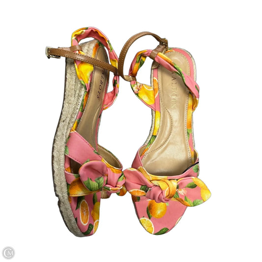 Sandals Heels Platform By Talbots In Pink & Yellow, Size: 6