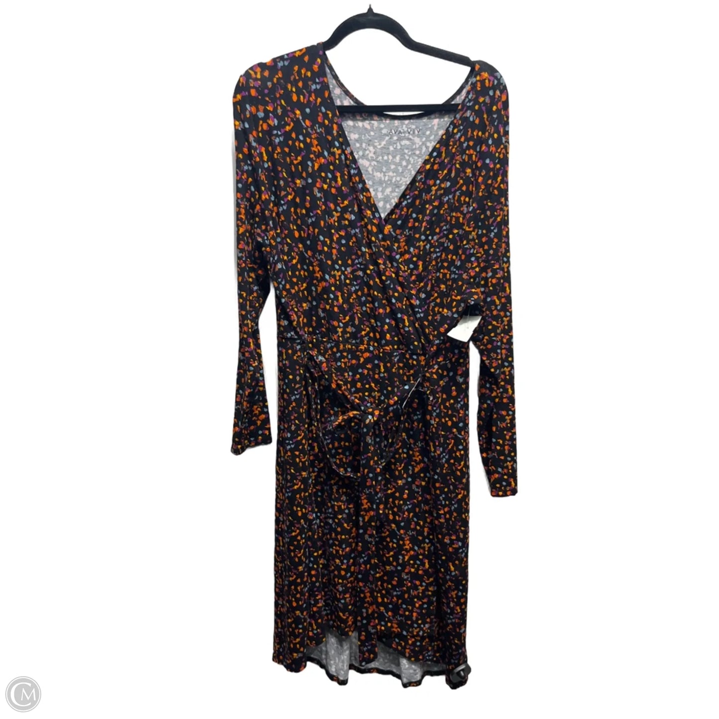 Dress Casual Short By Ava & Viv In Black & Orange, Size: 2x