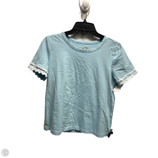 Top Short Sleeve Designer By Lilly Pulitzer In Blue & White, Size: Xs