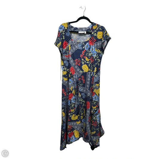 Dress Casual Midi By Rafaella In Blue & Red, Size: M