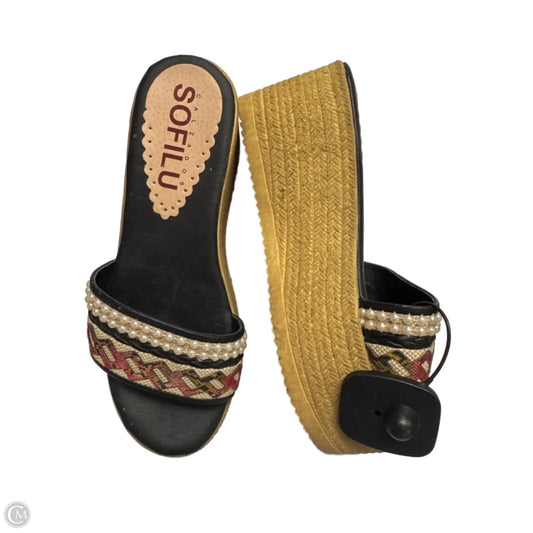 Shoes Heels Wedge By CALZADOS SOFILU In Black & Cream, Size: 6.5