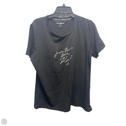 Top Short Sleeve Basic By Karl Lagerfeld In Black & Silver, Size: L