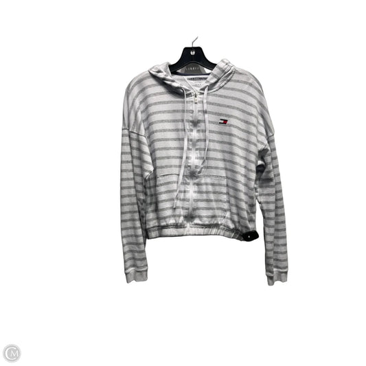Sweatshirt Hoodie By Tommy Hilfiger In Grey & White, Size: M