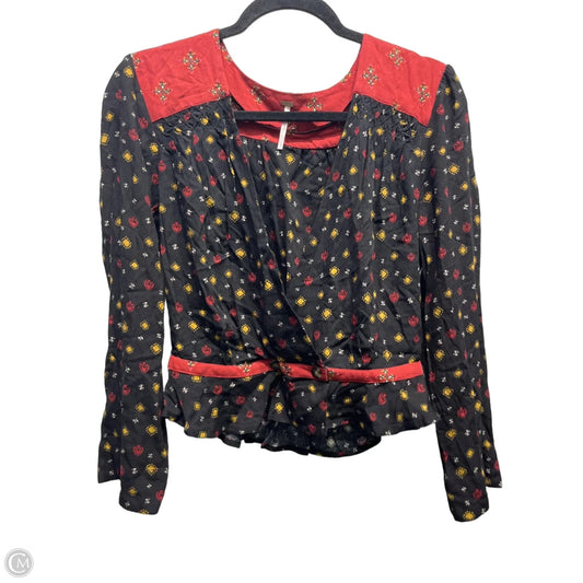 Top Long Sleeve By Free People In Black & Red, Size: S