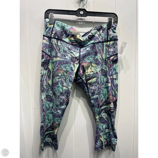 Athletic Capris By Lululemon In Green & Purple, Size: 10