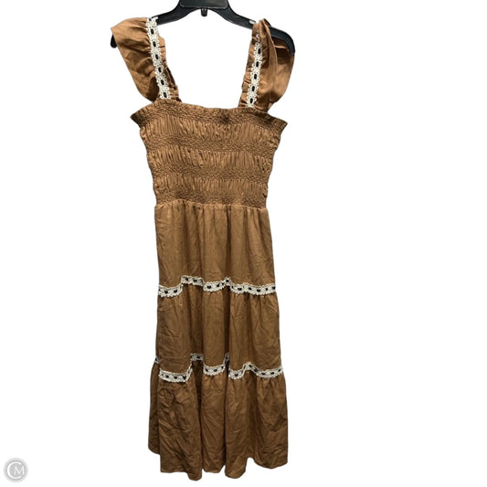 Dress Casual Midi By NEWM Mentor In Tan, Size: M