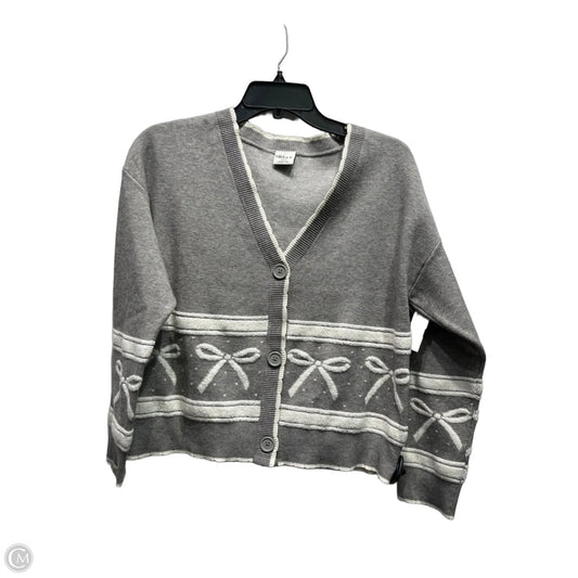 Sweater Cardigan By NIKKA K In Grey & White, Size: M