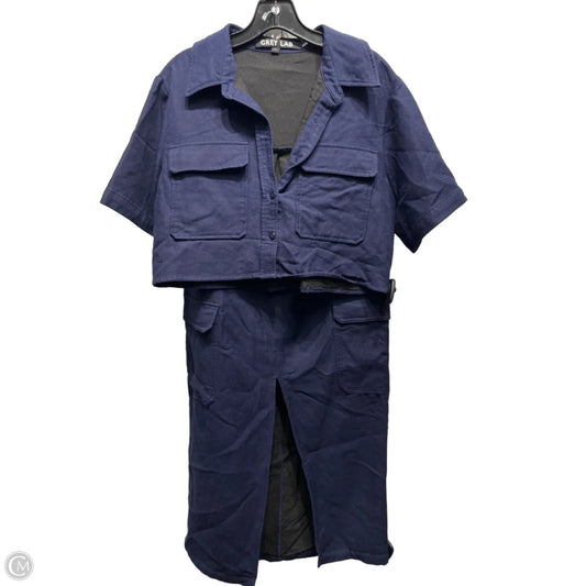 Skirt Set 2pc By Grey Lab In Navy, Size: S