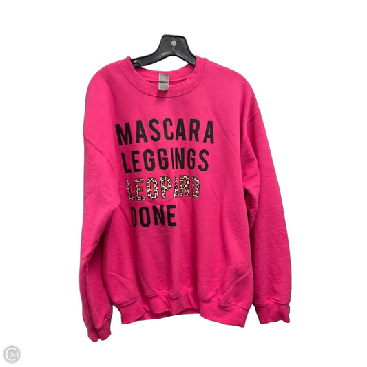Sweatshirt Crewneck By Gildan In Pink, Size: M