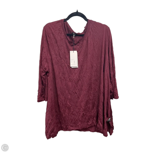 Top 3/4 Sleeve By Shana In Maroon, Size: 2x