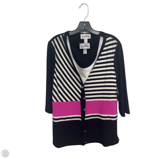 Top Long Sleeve By Joseph Ribkoff In Black & Pink, Size: 12