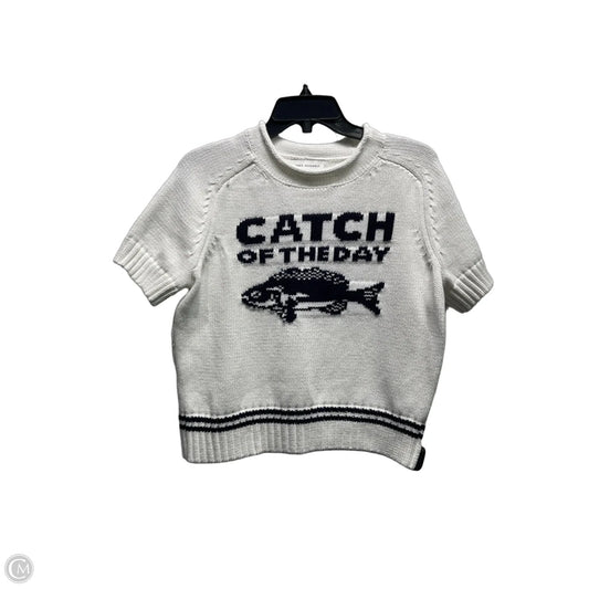 Sweater Short Sleeve By Free Assembly In White, Size: L