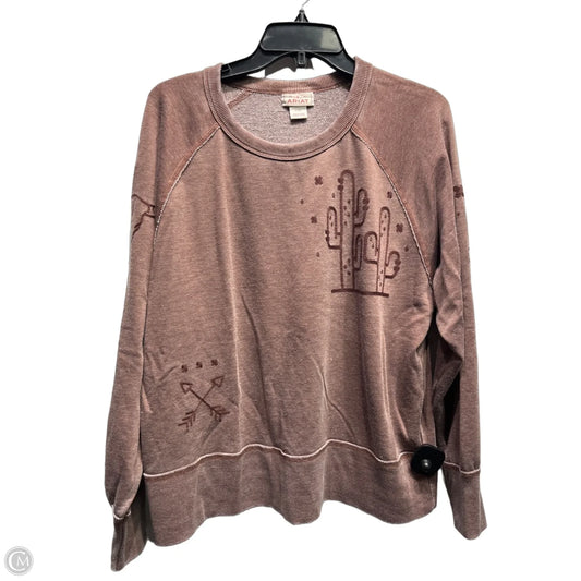 Sweatshirt Crewneck By Ariat In Brown, Size: L