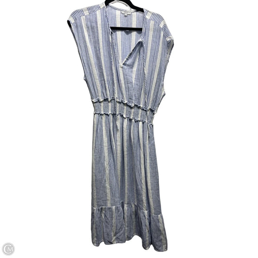 Dress Casual Midi By Rails In Blue & White, Size: L