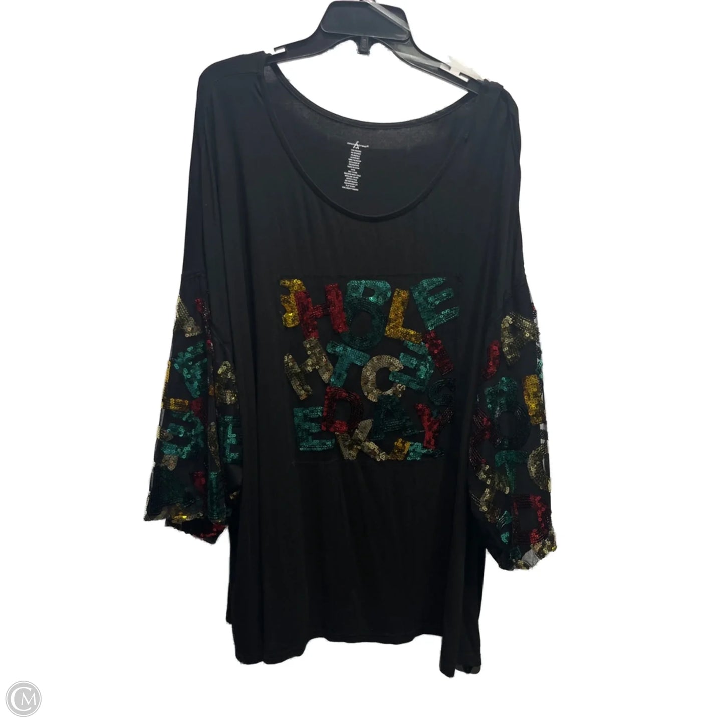 Top Long Sleeve By Ashley Stewart In Black, Size: 4x