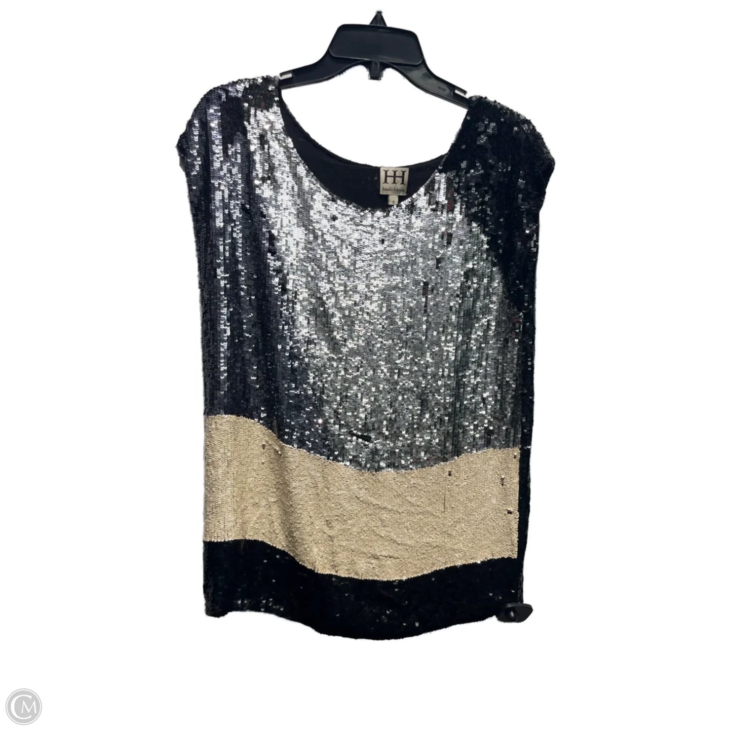 Top Sleeveless By Haute Hippie In Black & Silver, Size: S