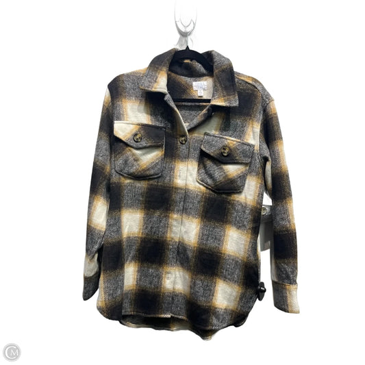 Sweatshirt Collar By Time And Tru In Brown & Tan, Size: S