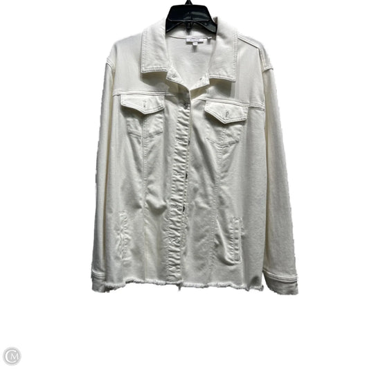 Jacket Denim By Chicos In Cream, Size: 4