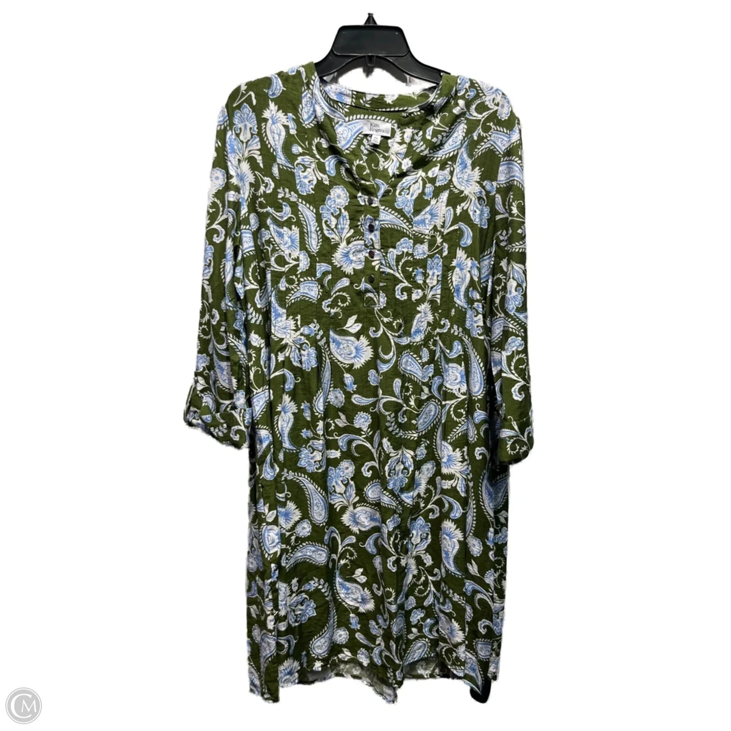 Dress Casual Short By Kim Rogers In Blue & Green, Size: Xxl
