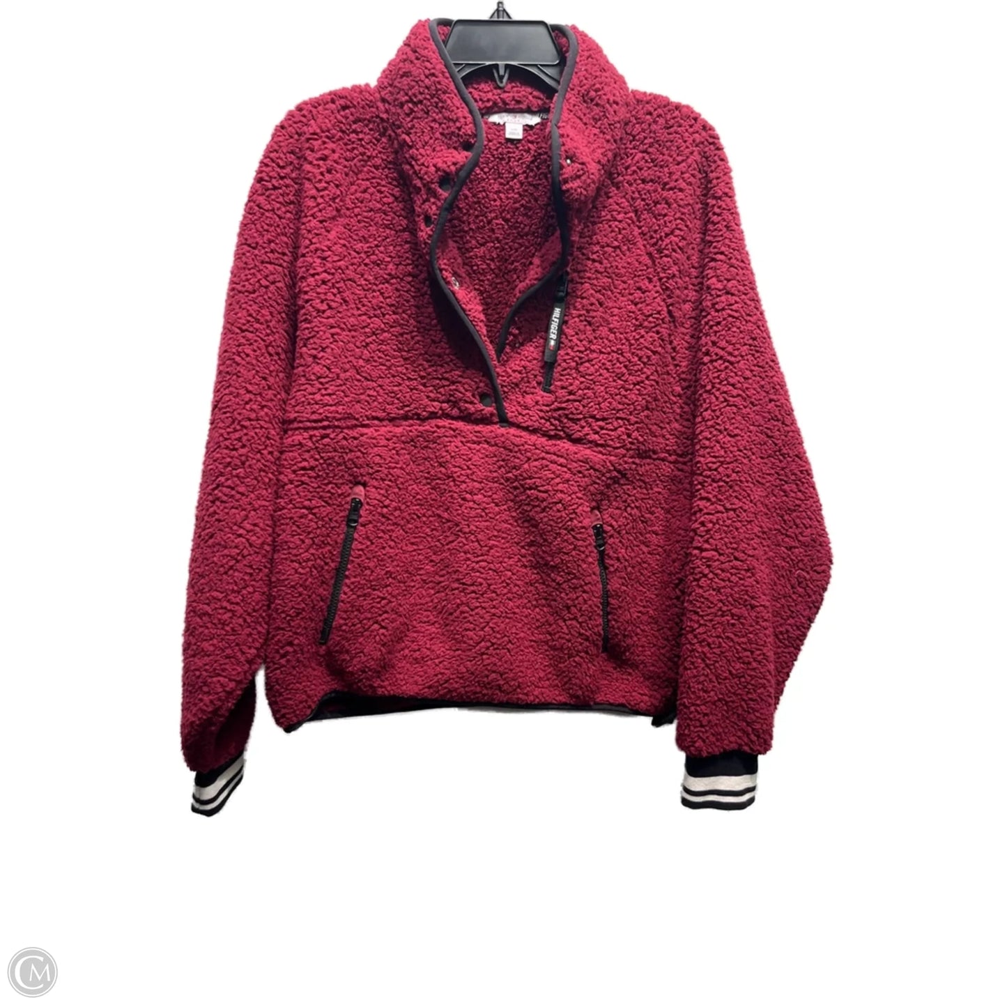 Jacket Fleece By Tommy Hilfiger In Maroon, Size: L