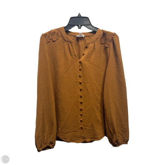 Top Long Sleeve By Adyson Parker In Brown, Size: S