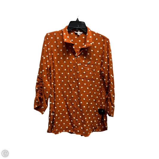 Top Long Sleeve By John Mark In Orange & White, Size: S
