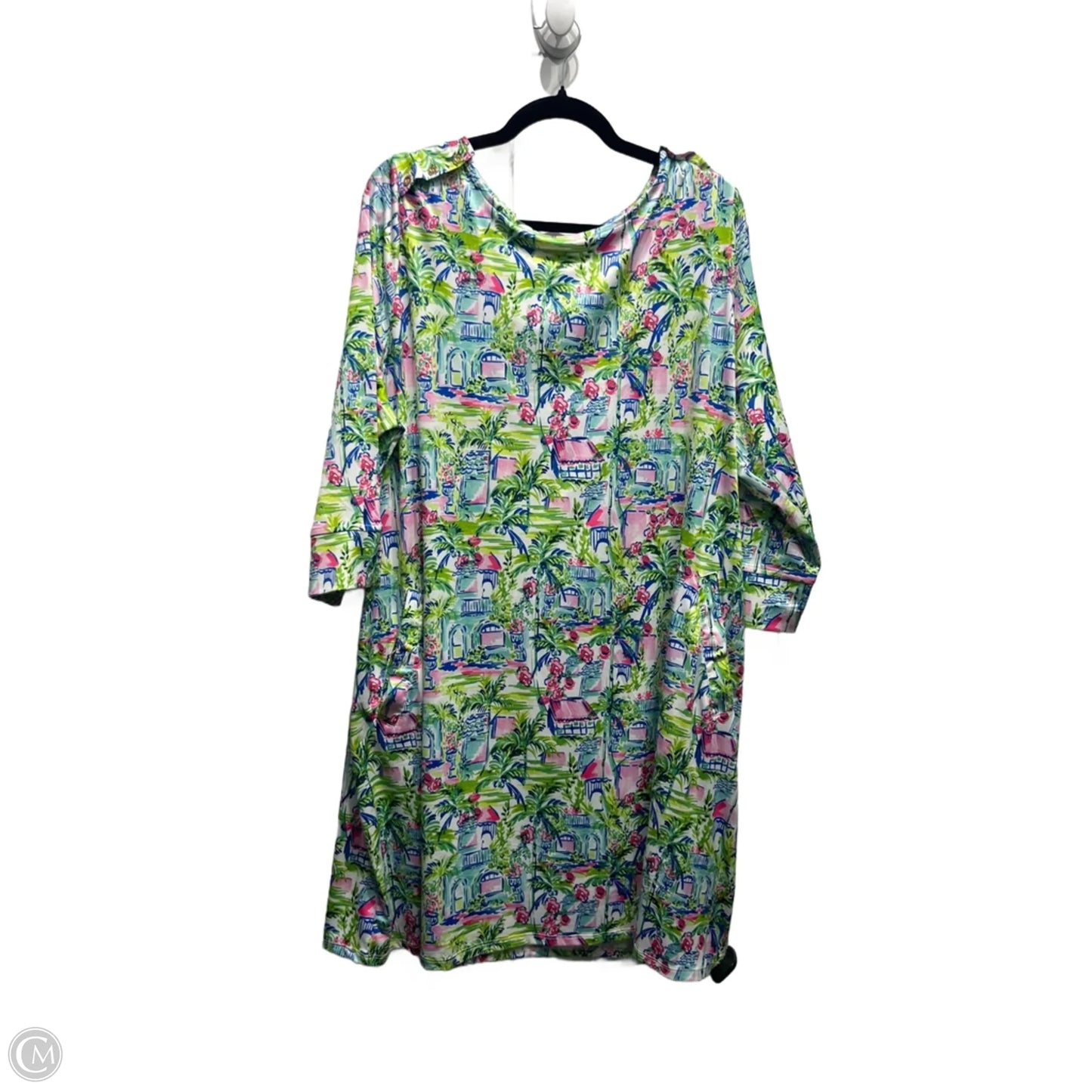 Dress Casual Midi By Stella Parker In Green & Pink, Size: 2x