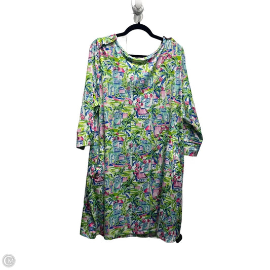 Dress Casual Midi By Stella Parker In Green & Pink, Size: 2x