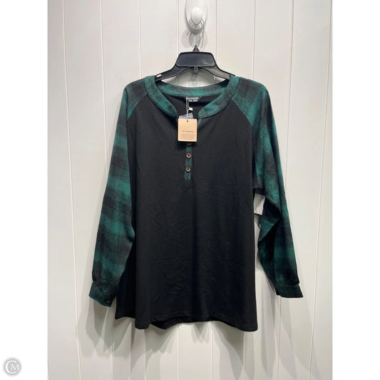 Top Long Sleeve By Bloomchic In Black & Green, Size: 14