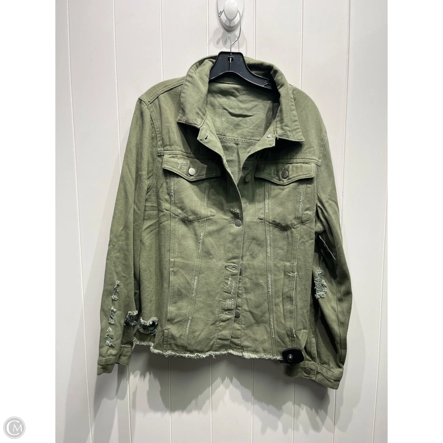 Jacket Denim By Clothes Mentor In Green Denim, Size: 2x