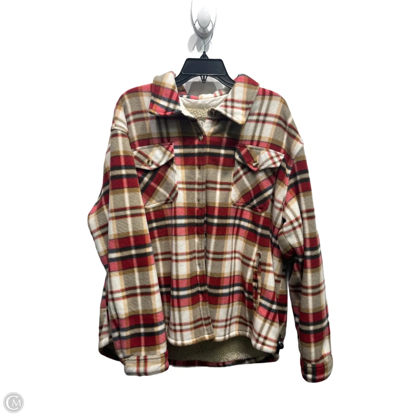 Jacket Fleece By Sage In Red & Tan, Size: Xxl