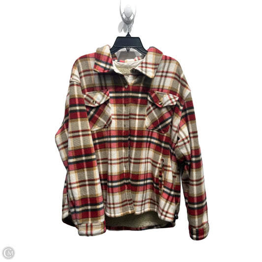 Jacket Fleece By Sage In Red & Tan, Size: Xxl