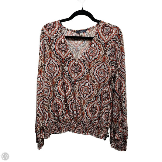 Top Long Sleeve By Tommy Hilfiger In Red & Tan, Size: M