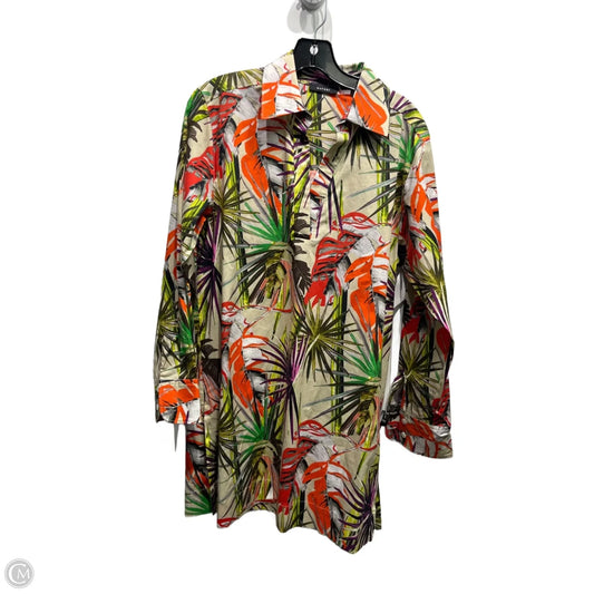 Tunic Long Sleeve By Natori In Green & Orange, Size: M